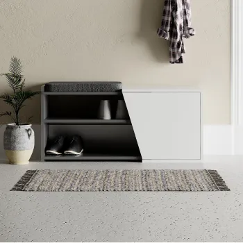 Pantofar, Decortie, Fiona Bench, 104.6x47.2x37.5 cm, PAL, Antracit/Alb imagine