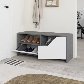 Pantofar, Decortie, Nexus Shoe Cabinet, 105x47x37 cm, PAL, Gri/Alb imagine