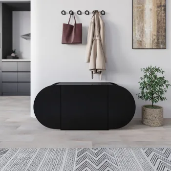 Pantofar, Decortie, Pozy Shoe Bench, 110x50x40.4 cm, PAL, Negru imagine