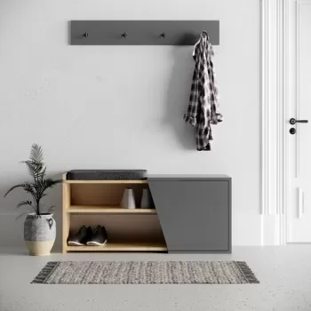 Pantofar Fiona, Decortie, 104x37x47 cm, PAL melaminat, oak/antracit imagine