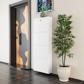 Pantofar, Hanah Home, Locking 4 Piece Metal, 50x136x15 cm, Metal, Alb imagine