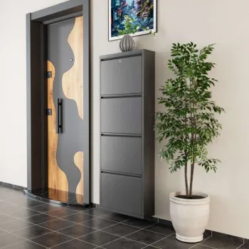 Pantofar, Hanah Home, Locking 4 Piece Metal, 50x136x15 cm, Metal, Antracit imagine