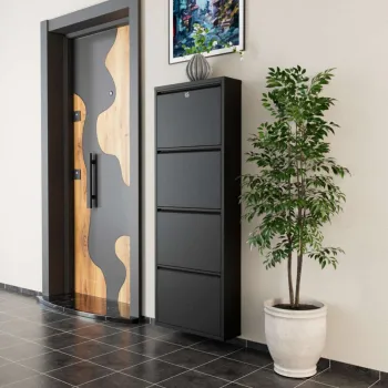 Pantofar, Hanah Home, Locking 4 Piece Metal, 50x136x15 cm, Metal, Negru imagine