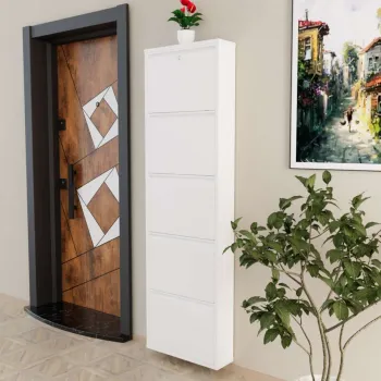 Pantofar, Hanah Home, Locking 5 Piece Metal, 50x169x15 cm, Metal, Alb imagine