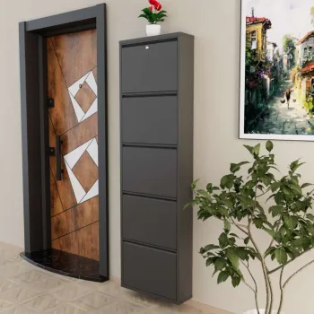 Pantofar, Hanah Home, Locking 5 Piece Metal, 50x169x15 cm, Metal, Antracit imagine