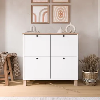 Pantofar, Hanah Home, Nord, 90x85.2x35 cm, PAL, Alb / Stejar imagine