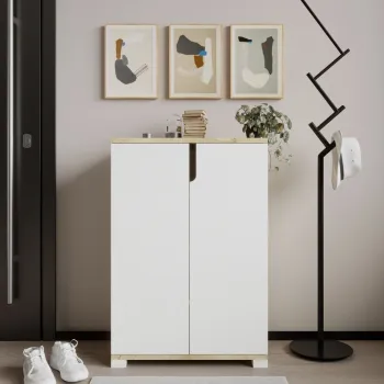 Pantofar, Hanah Home, Venedik, 60x97x34 cm, PAL, Stejar Safir / Alb imagine