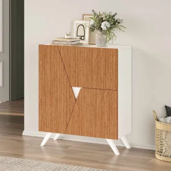 Pantofar, Hanah Home, Venice, 80x89x32 cm, PAL, Natural/Alb imagine