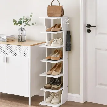 Pantofar ingust, Vasagle Slim, 6 perechi incaltaminte, 30x26.4x110.4 cm, PAL/otel, alb imagine