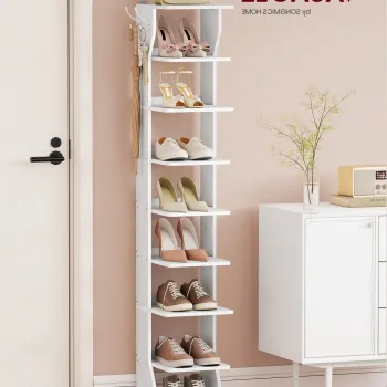 Pantofar ingust, Vasagle Slim, 9 perechi incaltaminte, 30x26.4x147 cm, PAL, alb mat imagine