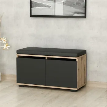 Pantofar, Minerva, Drago, 80x42x35 cm, PAL, Nuc / Negru imagine