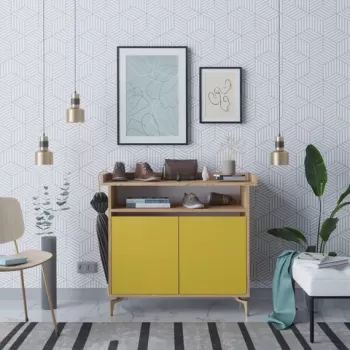 Pantofar, Mod Design, SOLEA, 100x102x35 cm, Stejar / Galben imagine