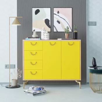 Pantofar, Mod Design, ZEA, 100x82x35 cm, Stejar / Galben imagine