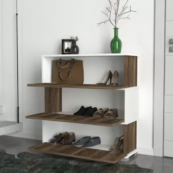 Pantofar Napolyon, Furny Home, 90x30x93 cm, alb/maro imagine