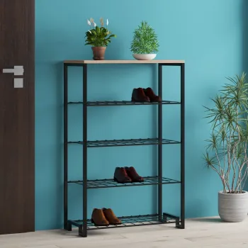 Pantofar, Puqa Design, Nancy, 30x72x109 cm, PAL, Pin Atlantic / Negru imagine