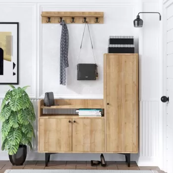 Pantofar si cuier, Emerald, Barney, pal melaminat, stejar imagine