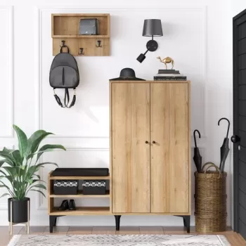 Pantofar si cuier, Emerald, Jess, pal melaminat, stejar imagine