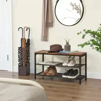 Pantofar, Vasagle, 80 x 30 x 44.5 cm, fier/PAL, maro rustic imagine