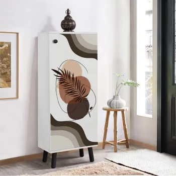 Pantofar, Vella, Vegas, 50x135x38 cm, PAL, Alb/Negru imagine