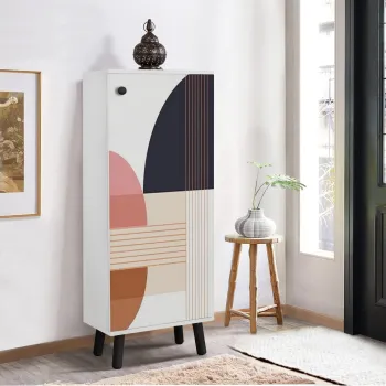 Pantofar, Vella, Vegas, 50x135x38 cm, PAL, Alb/Negru imagine