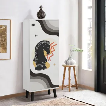 Pantofar, Vella, Vegas, 50x135x38 cm, PAL, Alb/Negru imagine