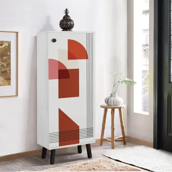 Pantofar, Vella, Vegas, 50x135x38 cm, PAL, Alb/Negru imagine