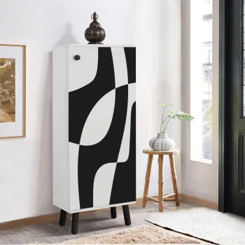 Pantofar, Vella, Vegas, 50x135x38 cm, PAL, Alb/Negru imagine