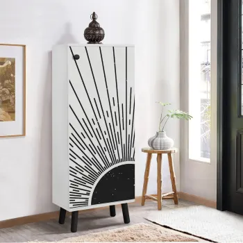 Pantofar, Vella, Vegas, 50x135x38 cm, PAL, Alb/Negru imagine