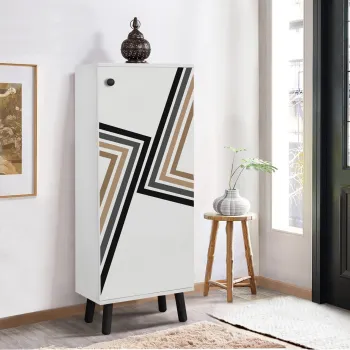 Pantofar, Vella, Vegas, 50x135x38 cm, PAL, Alb/Negru imagine