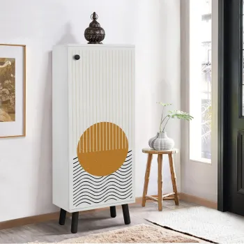 Pantofar, Vella, Vegas, 50x135x38 cm, PAL, Alb/Negru imagine