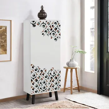 Pantofar, Vella, Vegas, 50x135x38 cm, PAL, Alb/Negru imagine