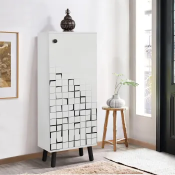 Pantofar, Vella, Vegas, 50x135x38 cm, PAL, Alb/Negru imagine