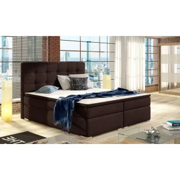 Pat boxspring tapitat, 160x200 cm, ELTAP, 03-1.6, Inez, lemn/poliester, maro imagine