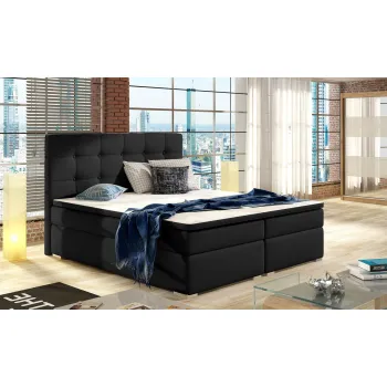 Pat boxspring tapitat, 160x200 cm, ELTAP, 04-1.6, Inez, lemn/poliester, negru imagine