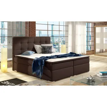 Pat boxspring tapitat, 160x200 cm, ELTAP, 07-1.6, Inez, lemn/poliester, maro imagine