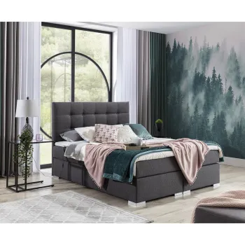 Pat boxspring tapitat, 160x200 cm, ELTAP, 09-1.6, Inez, lemn/poliester, gri inchis imagine