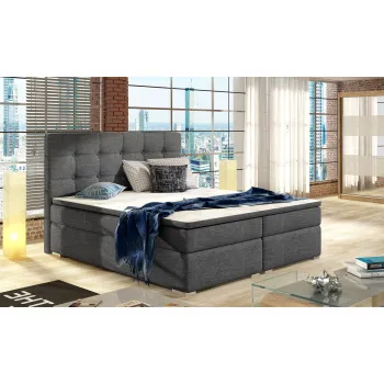 Pat boxspring tapitat, 180x200 cm, ELTAP, 01-1.8, Inez, lemn/poliester, gri inchis imagine