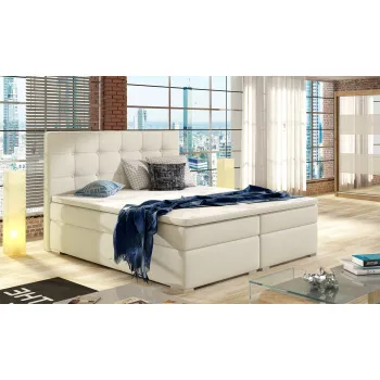 Pat boxspring tapitat, 180x200 cm, ELTAP, 06-1.8, Inez, lemn/poliester, bej deschis imagine