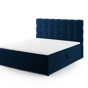 Pat continental cu tablie si lada depozitare, Mamaia, Micadoni Home, BL, 140x200 cm, catifea, albastru regal imagine