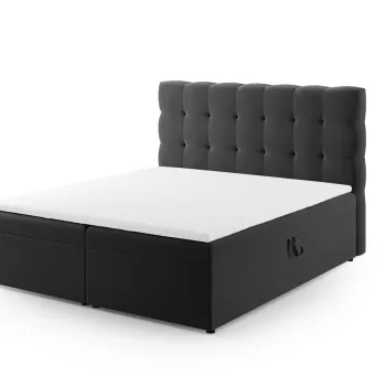 Pat continental cu tablie si lada depozitare, Mamaia, Micadoni Home, BL, 160x200 cm, catifea, gri imagine