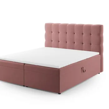 Pat continental cu tablie si lada depozitare, Mamaia, Micadoni Home, BL, 180x200 cm, catifea, roz imagine