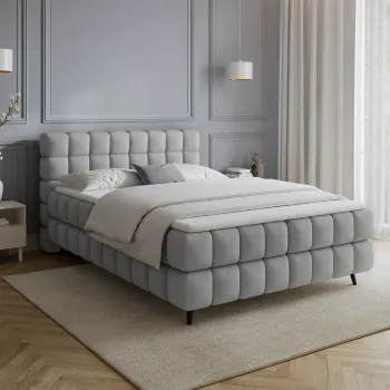 Pat continental tapitat cu lada depozitare, 160x200 cm, ELTAP, Sabeno, lemn/poliester, gri inchis imagine