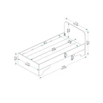 Pat de o persoana, Arnetti, Luses, 94.4x193.6x80 cm, PAL, Pin Atlantic / Bej imagine