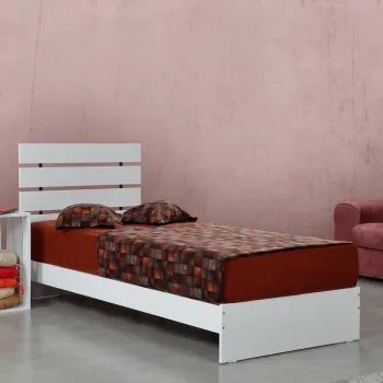 Pat de o persoana, Comforty, Fuga 120, 125x100x205 cm, PAL, Alb imagine