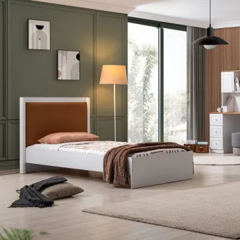 Pat de o persoana, Hanah Home, Beta, 113x103x209 cm, PAL, Alb imagine