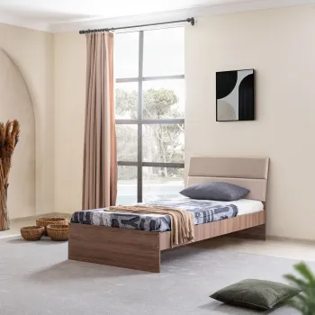 Pat de o persoana, Hanah Home, Milano, 105x95x220 cm, PAL, Alb/Maro imagine