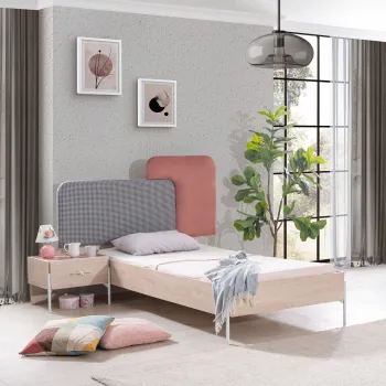 Pat de o persoana, Hanah Home, Rosetta, 160x121x206 cm, PAL, Maro / Roz imagine