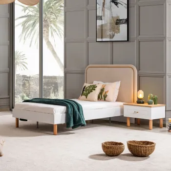 Pat de o persoana, Hanah Home, Vita Bohem, 105x120x205 cm, PAL, Alb imagine