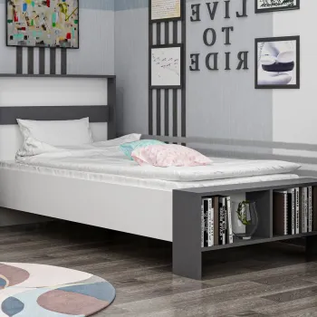 Pat de o persoana, Inarch, Life, 190x69x90 cm, PAL, Antracit/Alb imagine