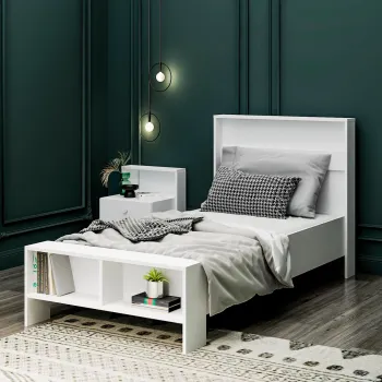 Pat de o persoana, Inarch, Life, 99x102x215 cm, PAL, Alb imagine